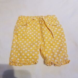 Baby Boden yellow polka dot shorts 3-6 months heart pockets